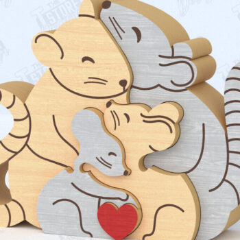 Intra απο ξύλο plywood 3mm-4mm πάχος – Οικογενειακό παζλ Αρουραίων Κοπή λέιζερ | Αρχείο CNC Δίασταση  20x20 cm INTRAFABR-119952450 - Image 1