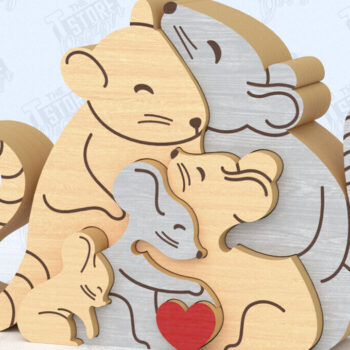 Intra απο ξύλο plywood 3mm-4mm πάχος – Οικογενειακό παζλ Αρουραίων Κοπή λέιζερ | Αρχείο CNC Δίασταση  20x20 cm INTRAFABR-119952455 - Image 1