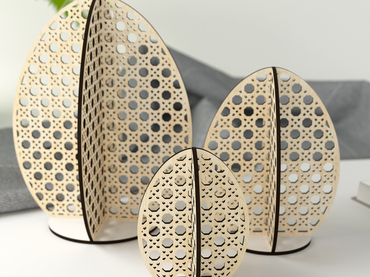 Intra απο ξύλο plywood 3mm-4mm πάχος – Rattan, Cane, Eggs - Αρχεία κοπής με λέιζερ Δίασταση  20x20 cm INTRAFABR-28073140