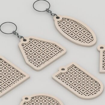 Intra απο ξύλο plywood 3mm-4mm πάχος – Σχέδια μπρελόκ με μοτίβο μπαστούνι από μπαστούνι Δίασταση 5x5 cm INTRAFABR-41653427 - Image 1