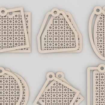 Intra απο ξύλο plywood 3mm-4mm πάχος – Σχέδια μπρελόκ με μοτίβο μπαστούνι από μπαστούνι Δίασταση 5x5 cm INTRAFABR-41653427 - Image 2