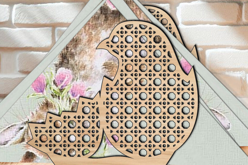 Intra απο ξύλο plywood 3mm-4mm πάχος – Θήκη Πασχαλινής Χαρτοπετσέτας Rattan Chicken Δίασταση  20x20 cm INTRAFABR-116275291