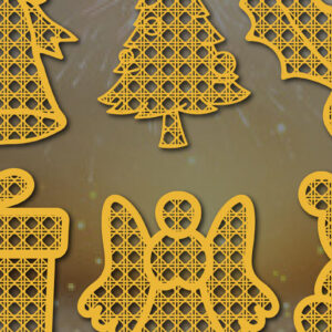 Intra απο ξύλο plywood 3mm-4mm πάχος – Πακέτο Χριστουγεννιάτικων στολιδιών Rattan Δίασταση 20x20 cm INTRAFABR-52582470