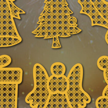 Intra απο ξύλο plywood 3mm-4mm πάχος – Πακέτο Χριστουγεννιάτικων στολιδιών Rattan Δίασταση 20x20 cm INTRAFABR-52582470 - Image 1