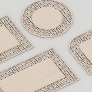 Intra απο ξύλο plywood 3mm-4mm πάχος – Κουφώματα κρεμάστρας πόρτας Rattan Ιμάντες από μπαστούνι Δίασταση 20x20 cm INTRAFABR-41626112 - Image 1