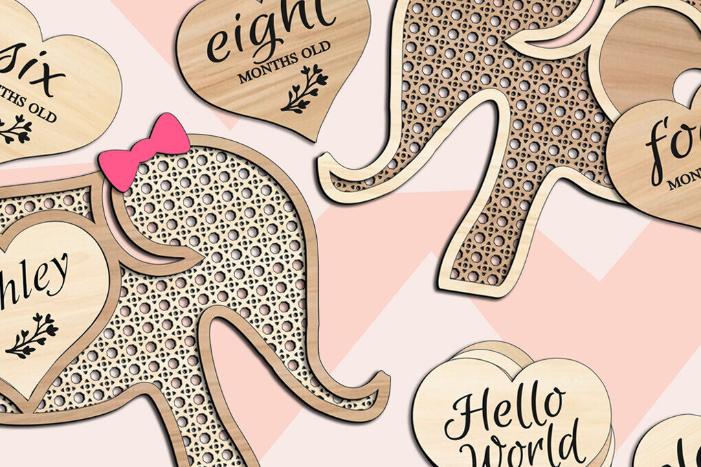 Intra απο ξύλο plywood 3mm-4mm πάχος – Rattan Elephant Newborn Toddler Baby Δίασταση  20x20 cm INTRAFABR-103440840