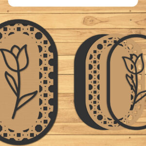 Intra απο ξύλο plywood 3mm-4mm πάχος – Rattan Floral Lasercut - Rattan Wall Art Δίασταση 40x30 cm INTRAFABR-124869356