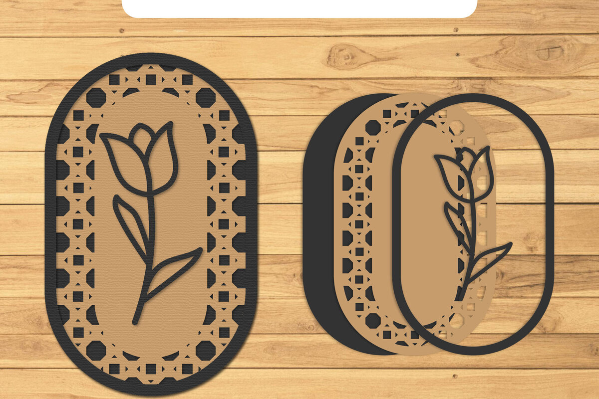 Intra απο ξύλο plywood 3mm-4mm πάχος – Rattan Floral Lasercut - Rattan Wall Art Δίασταση  40x30 cm INTRAFABR-124869356