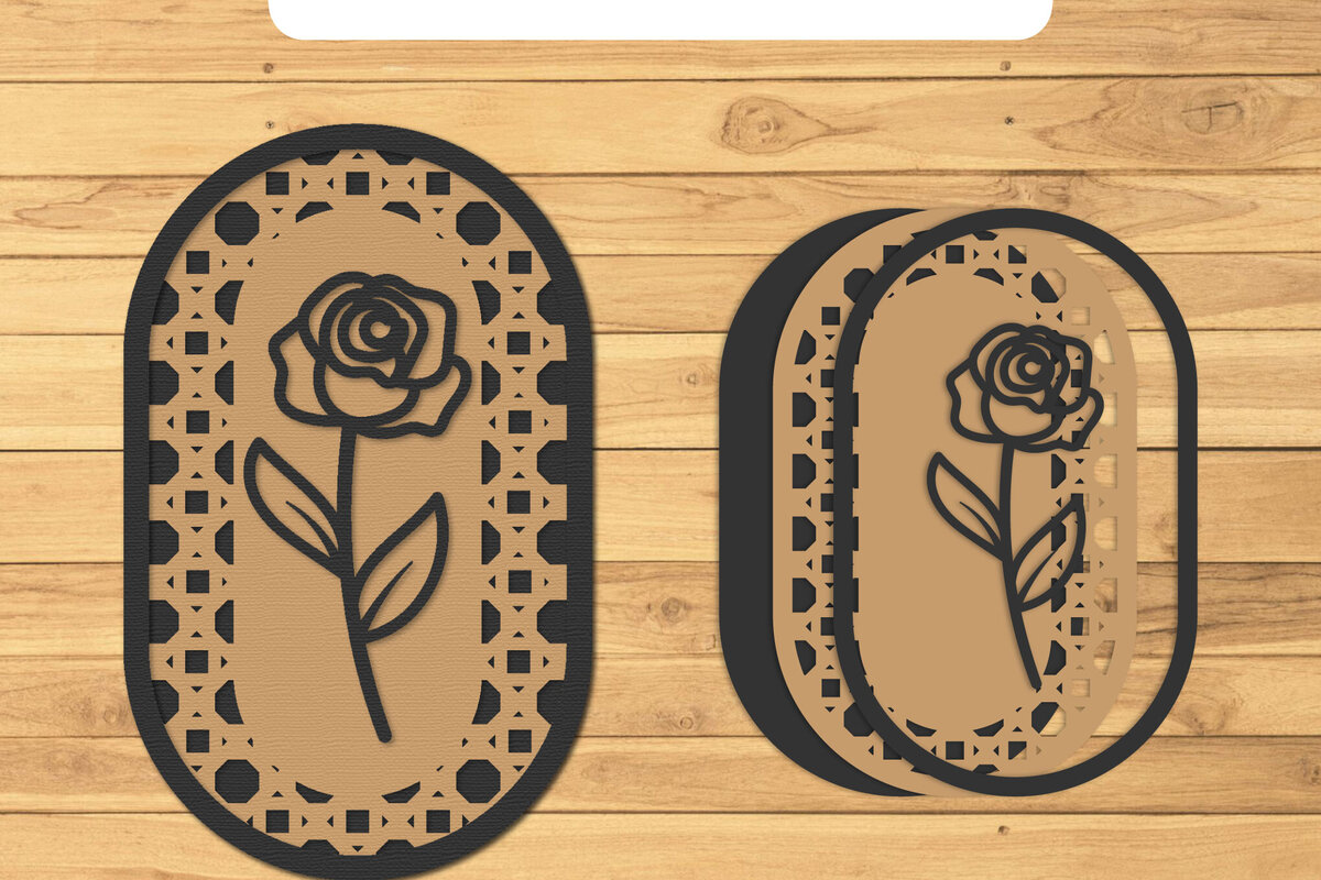 Intra απο ξύλο plywood 3mm-4mm πάχος – Rattan Floral Lasercut - Rattan Wall Art Δίασταση  40x30 cm INTRAFABR-124869379