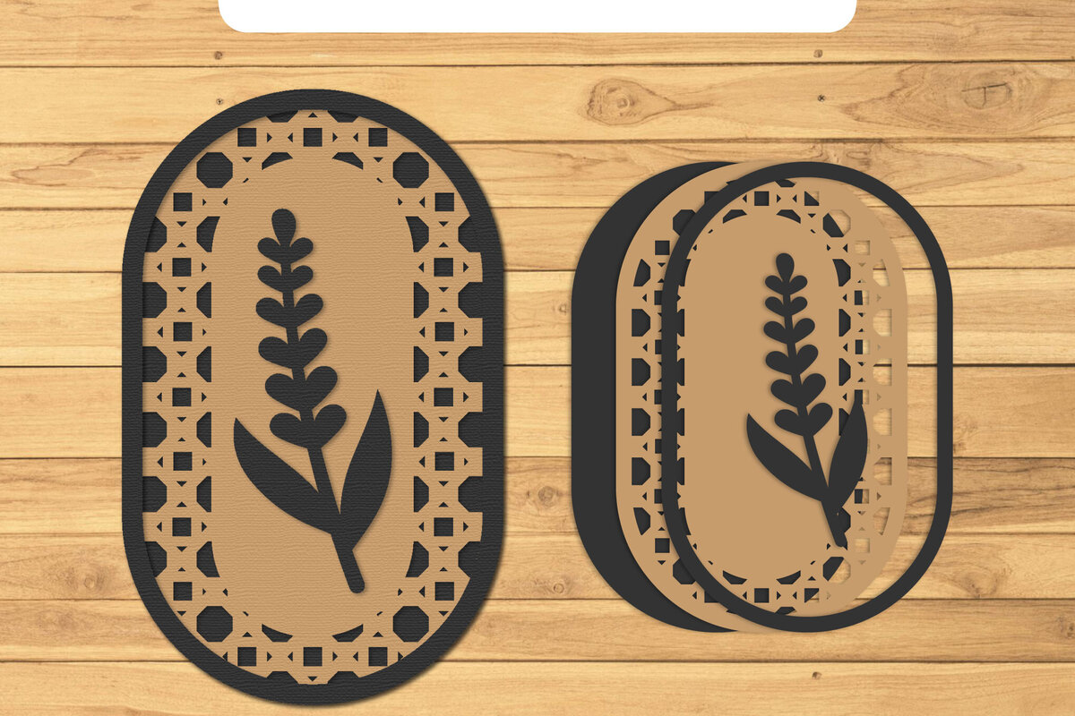 Intra απο ξύλο plywood 3mm-4mm πάχος – Rattan Floral Lasercut - Rattan Wall Art Δίασταση  40x30 cm INTRAFABR-124869404