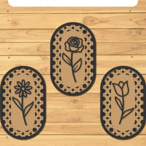 Intra απο ξύλο plywood 3mm-4mm πάχος – Rattan Floral Lasercut - Rattan Wall Art Δίασταση 40x30 cm INTRAFABR-124869434
