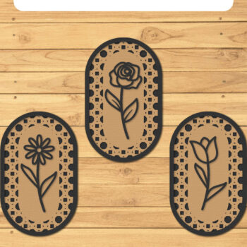 Intra απο ξύλο plywood 3mm-4mm πάχος – Rattan Floral Lasercut - Rattan Wall Art Δίασταση  40x30 cm INTRAFABR-124869434 - Image 1
