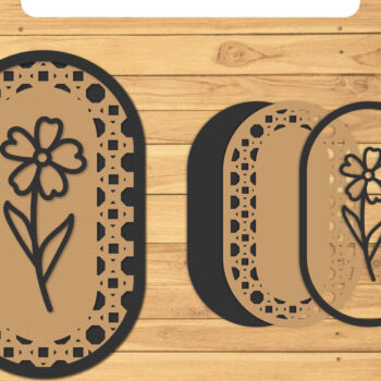 Intra απο ξύλο plywood 3mm-4mm πάχος – Rattan Floral Lasercut - Rattan Wall Art Δίασταση  40x30 cm INTRAFABR-124869342 - Image 1