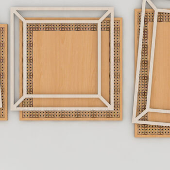 Intra απο ξύλο plywood 3mm-4mm πάχος – Κορνίζα Rattan / Boho Decor Pic Frames 243 Δίασταση 45x45 cm INTRAFABR-53996472 - Image 2