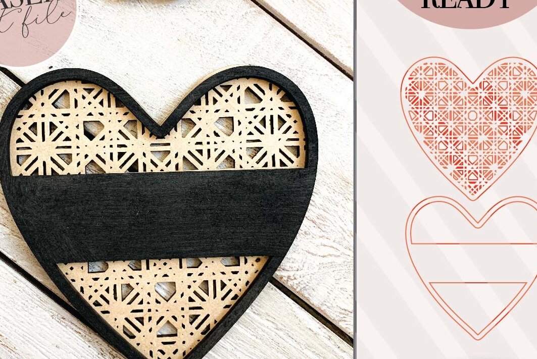 Intra απο ξύλο plywood 3mm-4mm πάχος – Μονόγραμμα Καρδιάς Rattan Δίασταση  20x20 cm INTRAFABR-71440312