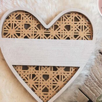 Intra απο ξύλο plywood 3mm-4mm πάχος – Μονόγραμμα Καρδιάς Rattan Δίασταση  20x20 cm INTRAFABR-71440312 - Image 2