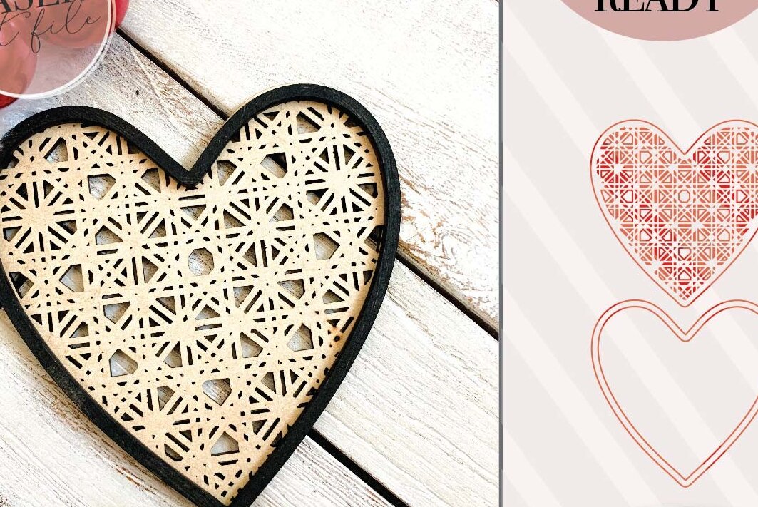 Intra απο ξύλο plywood 3mm-4mm πάχος – Rattan Heart Δίασταση  20x20 cm INTRAFABR-71440502