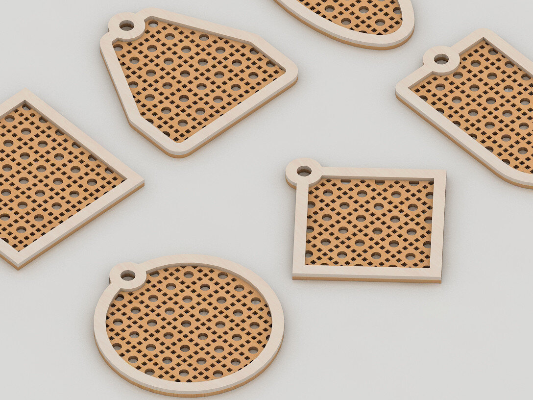 Intra απο ξύλο plywood 3mm-4mm πάχος – Κολιέ με μπρελόκ Rattan 248 Δίασταση  5x5 cm INTRAFABR-53995559