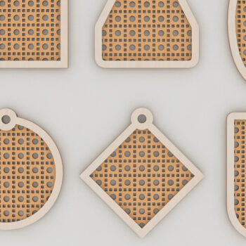 Intra απο ξύλο plywood 3mm-4mm πάχος – Κολιέ με μπρελόκ Rattan 248 Δίασταση  5x5 cm INTRAFABR-53995559 - Image 2