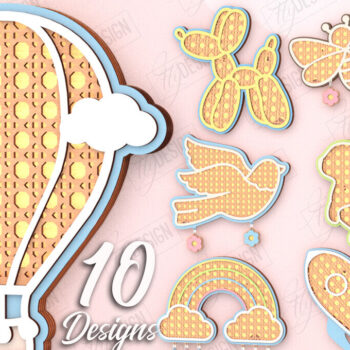 Intra απο ξύλο plywood 3mm-4mm πάχος – Πακέτο κοπής λέιζερ παιδικής λάμπας Rattan | CNC Δίασταση  20x20 cm INTRAFABR-121596942 - Image 1