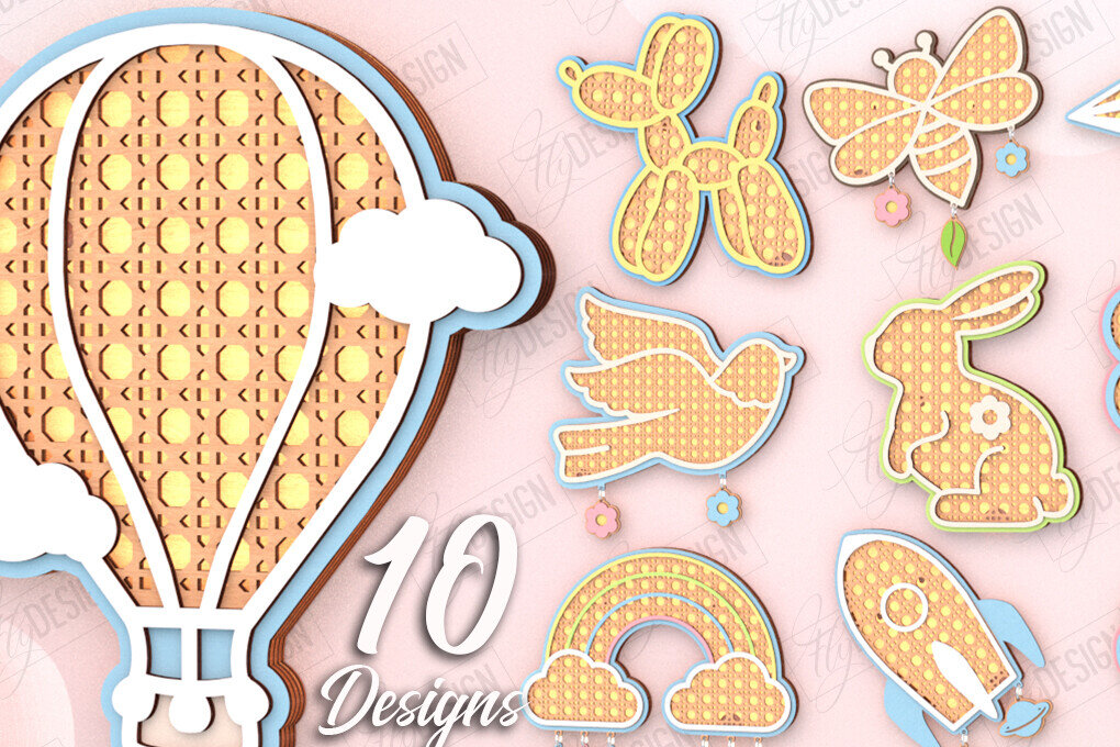 Intra απο ξύλο plywood 3mm-4mm πάχος – Πακέτο κοπής λέιζερ παιδικής λάμπας Rattan | CNC Δίασταση  20x20 cm INTRAFABR-121596942