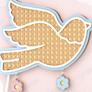 Intra απο ξύλο plywood 3mm-4mm πάχος – Παιδική λάμπα Rattan | Περιστέρι | CNC Δίασταση  20x20 cm INTRAFABR-121357956