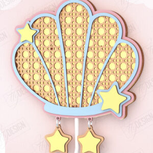 Intra απο ξύλο plywood 3mm-4mm πάχος – Παιδική λάμπα Rattan | Κοχύλι Δίασταση  20x20 cm INTRAFABR-121357937