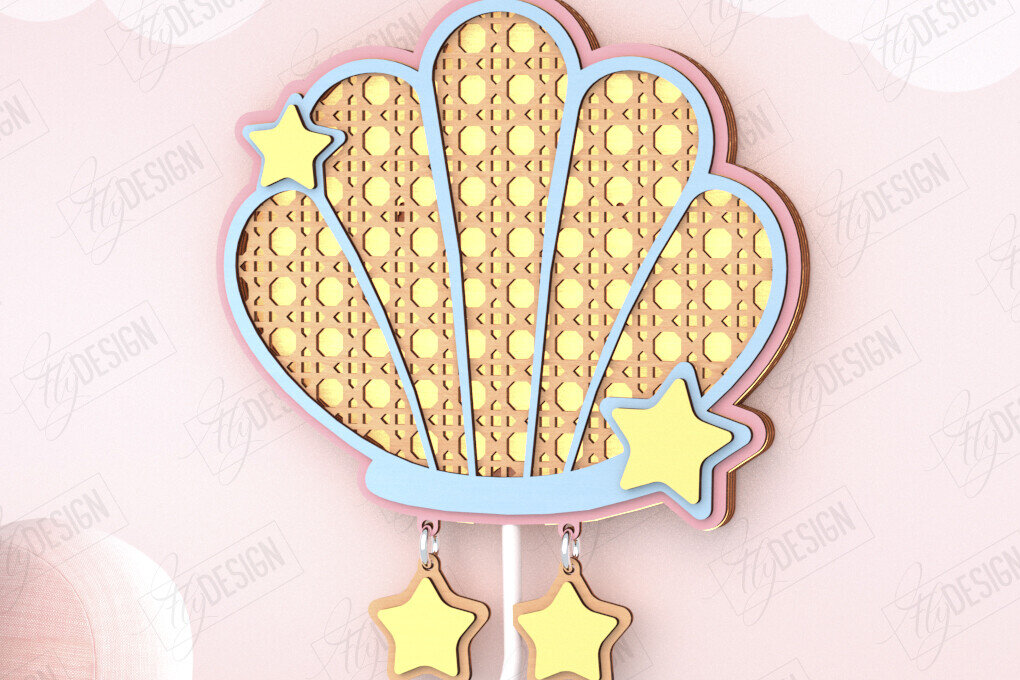 Intra απο ξύλο plywood 3mm-4mm πάχος – Παιδική λάμπα Rattan | Κοχύλι Δίασταση  20x20 cm INTRAFABR-121357937