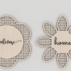 Intra απο ξύλο plywood 3mm-4mm πάχος – Αρχεία λέιζερ με μοτίβο Rattan Flower Daisy Δίασταση  20x20 cm INTRAFABR-41625884