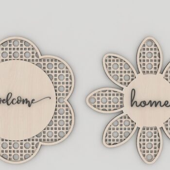 Intra απο ξύλο plywood 3mm-4mm πάχος – Αρχεία λέιζερ με μοτίβο Rattan Flower Daisy Δίασταση  20x20 cm INTRAFABR-41625884 - Image 1