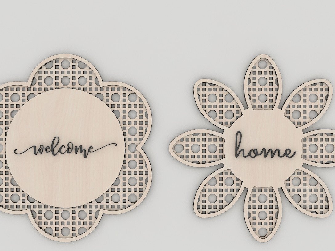 Intra απο ξύλο plywood 3mm-4mm πάχος – Αρχεία λέιζερ με μοτίβο Rattan Flower Daisy Δίασταση  20x20 cm INTRAFABR-41625884