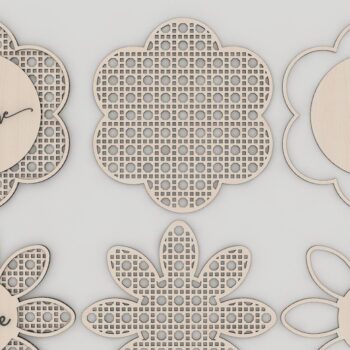 Intra απο ξύλο plywood 3mm-4mm πάχος – Αρχεία λέιζερ με μοτίβο Rattan Flower Daisy Δίασταση  20x20 cm INTRAFABR-41625884 - Image 2