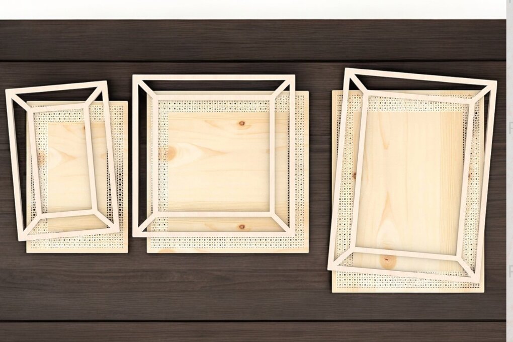 Intra απο ξύλο plywood 3mm-4mm πάχος – Πακέτο κορνίζας Rattan 234 Δίασταση  20x20 cm INTRAFABR-118582615