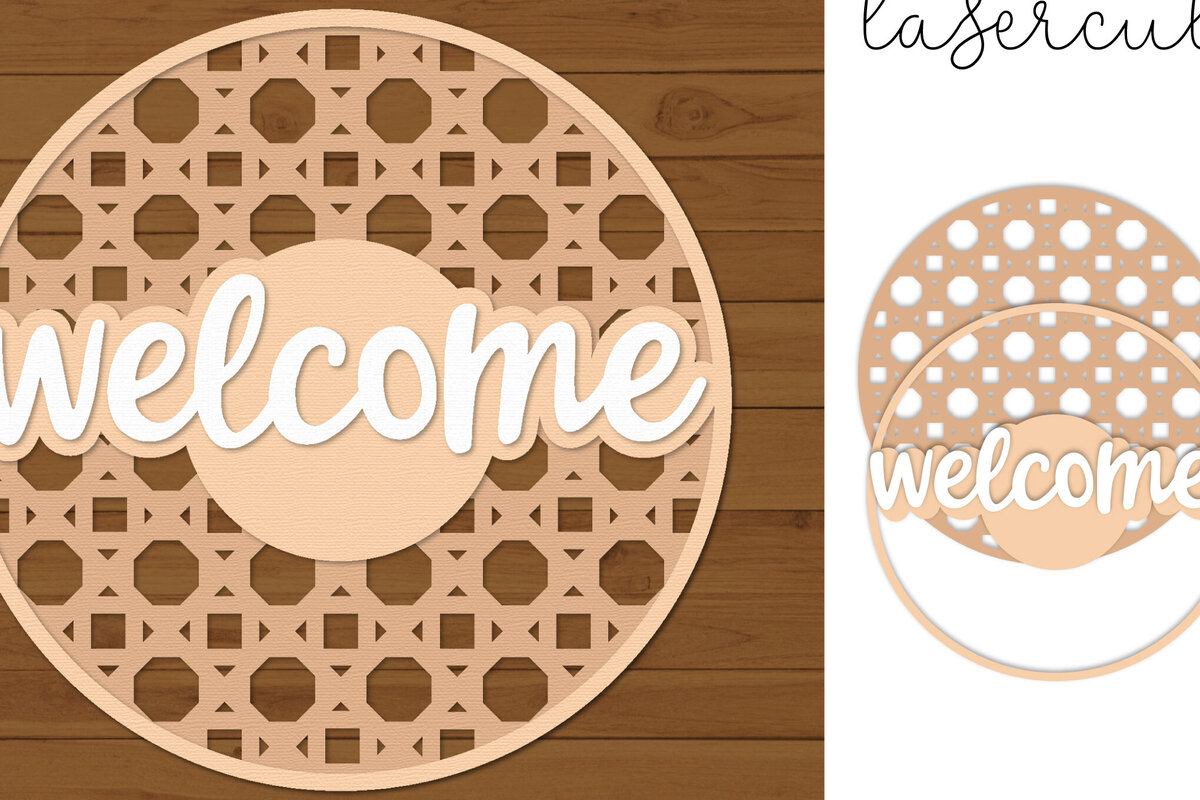 Intra απο ξύλο plywood 3mm-4mm πάχος – Rattan Sign Lasercut - Πρότυπο Lasercut Δίασταση  40x30 cm INTRAFABR-121369122