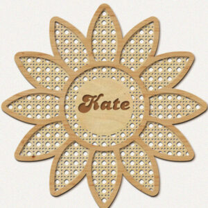 Intra απο ξύλο plywood 3mm-4mm πάχος – Rattan Sunflower, Πινακίδα ονόματος φυτωρίου Δίασταση  20x20 cm INTRAFABR-49120214