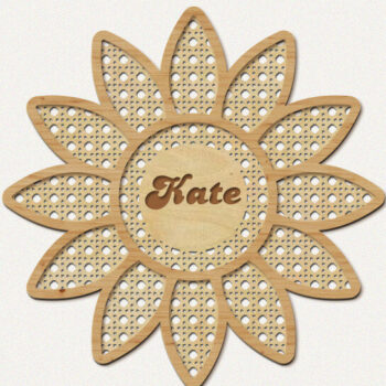 Intra απο ξύλο plywood 3mm-4mm πάχος – Rattan Sunflower, Πινακίδα ονόματος φυτωρίου Δίασταση  20x20 cm INTRAFABR-49120214 - Image 1