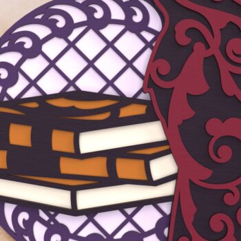 Intra απο ξύλο plywood 3mm-4mm πάχος – Raven and Books Layered Art Δίασταση  20x20 cm INTRAFABR-37030391 - Image 2