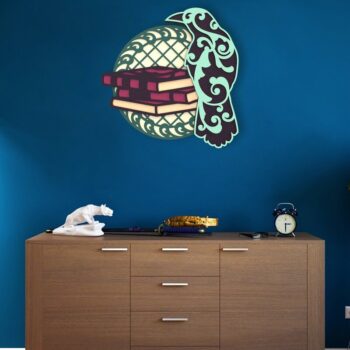 Intra απο ξύλο plywood 3mm-4mm πάχος – Raven and Books Layered Art Δίασταση  20x20 cm INTRAFABR-37030391 - Image 6