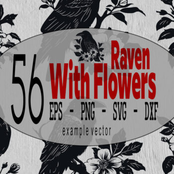 Intra απο ξύλο plywood 3mm-4mm πάχος – Raven and Flowers Bundle, Crow Δίασταση  20x20 cm INTRAFABR-102971540 - Image 1