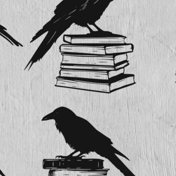Intra απο ξύλο plywood 3mm-4mm πάχος – Πακέτο Raven on a Stack of Books Δίασταση  20x20 cm INTRAFABR-102971297 - Image 2