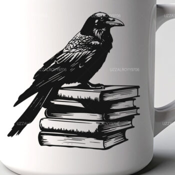 Intra απο ξύλο plywood 3mm-4mm πάχος – Raven on a Stack of Books, Halloween Δίασταση 20x20 cm INTRAFABR-102969871 - Image 2