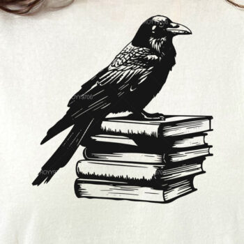 Intra απο ξύλο plywood 3mm-4mm πάχος – Raven on a Stack of Books, Halloween Δίασταση 20x20 cm INTRAFABR-102969871 - Image 4