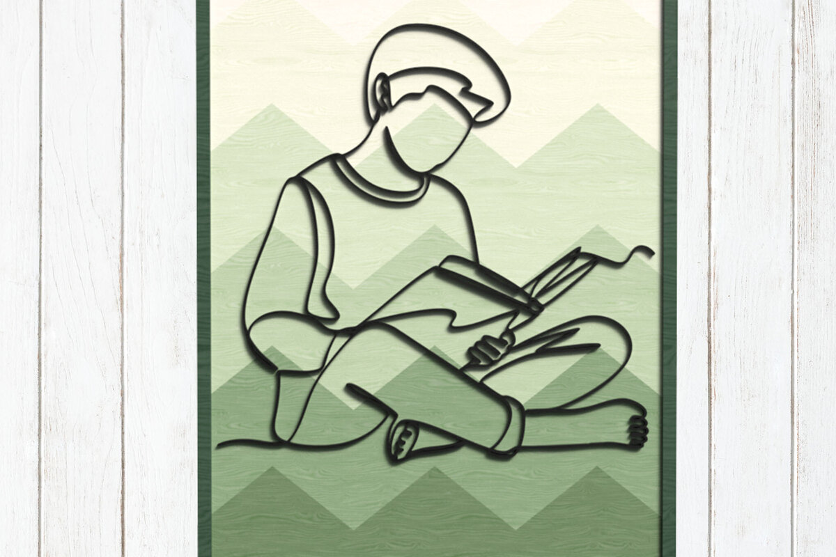 Intra απο ξύλο plywood 3mm-4mm πάχος – Reading Line Art Layered Δίασταση  20x20 cm INTRAFABR-124745854