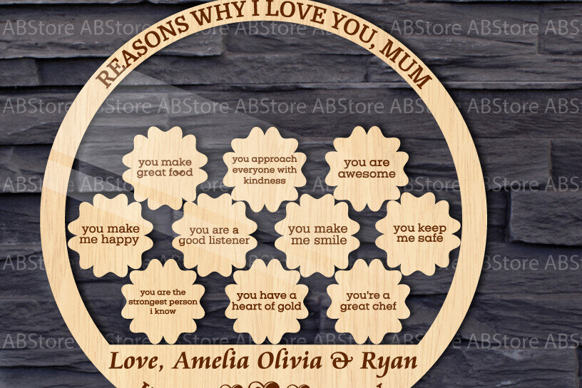 Intra απο ξύλο plywood 3mm-4mm πάχος – Λόγοι για τους οποίους I Love You Mom Stand Decor Δίασταση  20x20 cm INTRAFABR-117142450