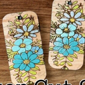 Intra απο ξύλο plywood 3mm-4mm πάχος – Ορθογώνια Σκουλαρίκια Floral Δίασταση  5x5 cm INTRAFABR-94864352 - Image 1