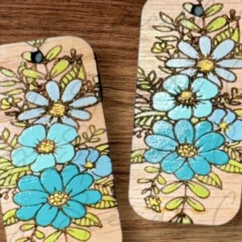 Intra απο ξύλο plywood 3mm-4mm πάχος – Ορθογώνια Σκουλαρίκια Floral Δίασταση  5x5 cm INTRAFABR-94864352 - Image 2