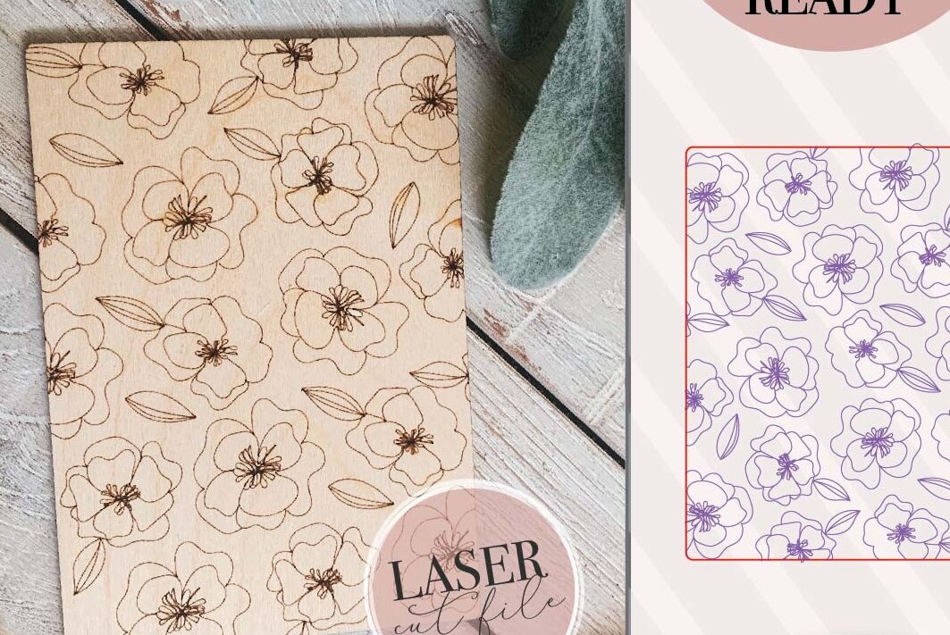 Intra απο ξύλο plywood 3mm-4mm πάχος – Ορθογώνιο Floral σημάδι Laser Δίασταση  20x20 cm INTRAFABR-70928057