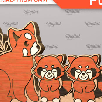 Intra απο ξύλο plywood 3mm-4mm πάχος – Red Panda Family Puzzle Δίασταση  20x20 cm INTRAFABR-99619275 - Image 1