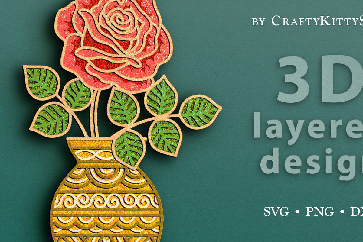 Intra απο ξύλο plywood 3mm-4mm πάχος – Κόκκινο τριαντάφυλλο λουλούδι τρισδιάστατο κομμένο αρχείο Δίασταση  20x20 cm INTRAFABR-63951031