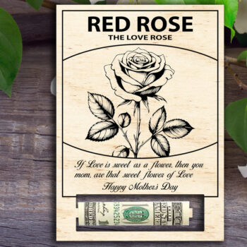 Intra απο ξύλο plywood 3mm-4mm πάχος – Κάτοχος χρημάτων για την Ημέρα της Μητέρας Red Rose Δίασταση  20x20 cm INTRAFABR-96776866 - Image 1